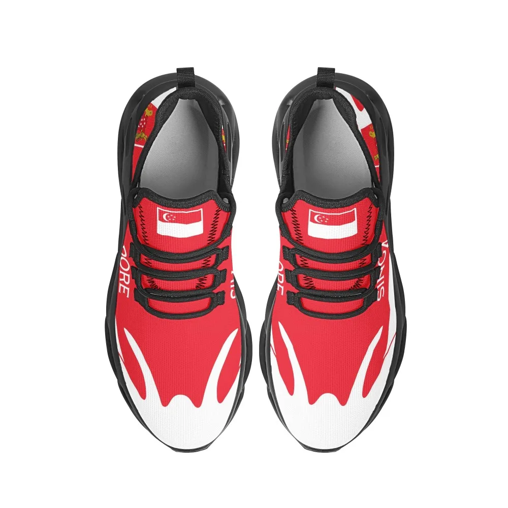 Nopersonality Singapore Flag Print Red Breathable Mesh Sneakers Couple Models Wear Resistant Cushioning Thick-soled Sneakers