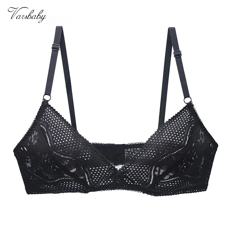 

Varsbaby Ladies Sexy Breathable No Steel Ring Comfort Underwear Black Plus Size Bra CDE Cup