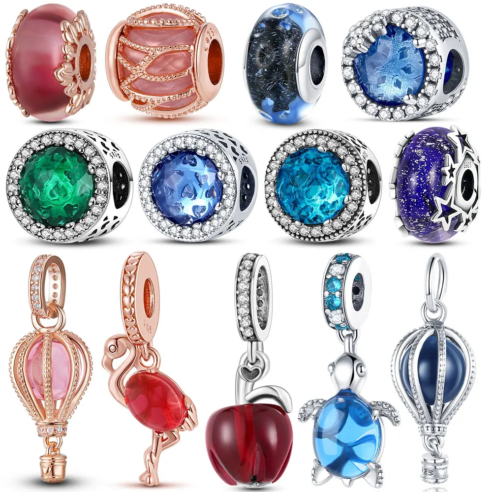 

Breloque Charms Original Charms fit Pandora Bracelet Sterling Silver 925 Flamingo Balloon CZ Shape Pendant Silver 925 Jewelry