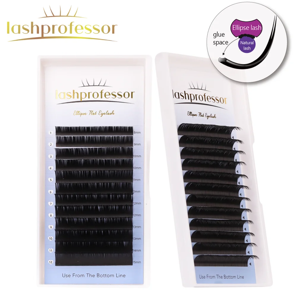 

Lashprofessor Cils Ellipse Flat Lashes Soft Two Split-tips Dark Black Eyelash Extension Cashmere Eyelashes Flat Lash Extension
