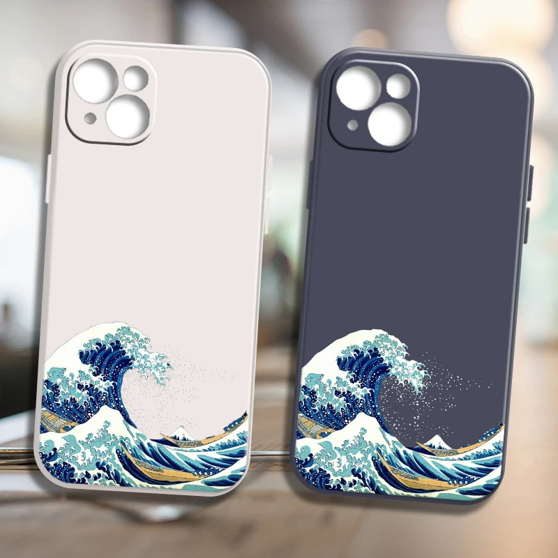

Sea Waves iPhone Case For iPhone 13 11 12 Xr 7 ProMax Max Mini 6s 8 Plus Xs 12 X 2020 6 XR SE Covers Mirror PU Protective Coque