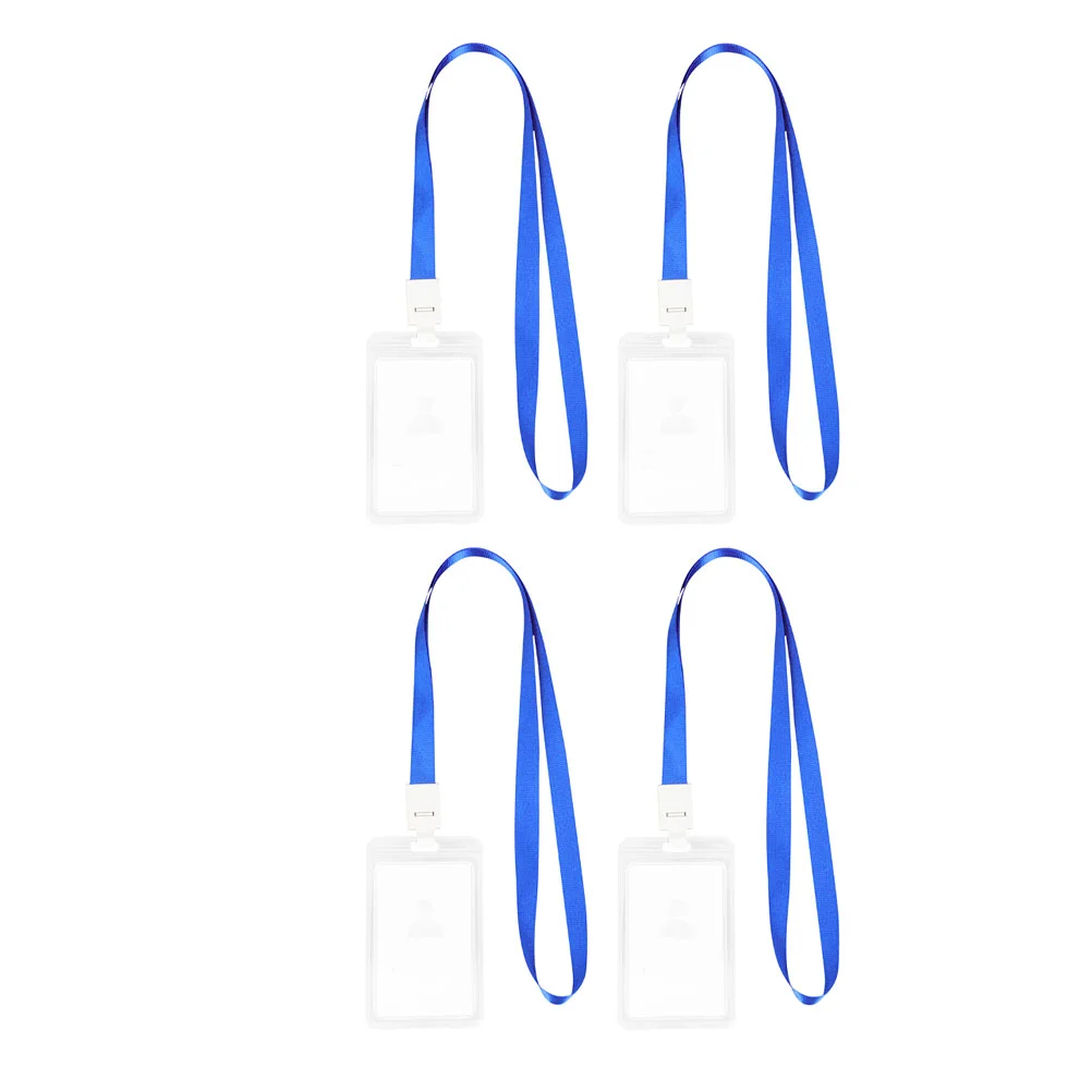 

4Pcs ID Badge Holder Vertical Badge Holder with Lanyard Transparent Cards Holder