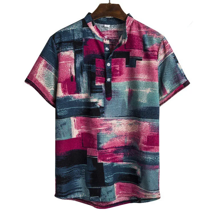

Cotton Workout Shirt Men Sleeve Men's Beach Hawaiian Short Cardigan Shirt Flower Men's Summer Tee Shirt Mens Leotard Bodysuit