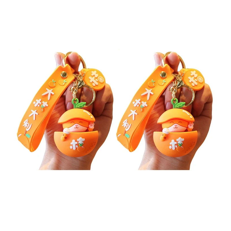 

2PC Cartoon 2022 New Year of the Tiger Big Orange Big Tiger Cat Student Couple Car Bag Small Gift Pendant Keychain