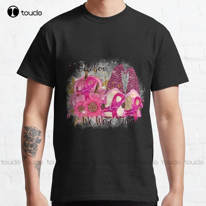 

In October We Wear Pink Pumpkin Plaid Classic T-Shirt Shirt Printing Custom Aldult Teen Unisex Digital Printing Tee Shirt Xs-5Xl