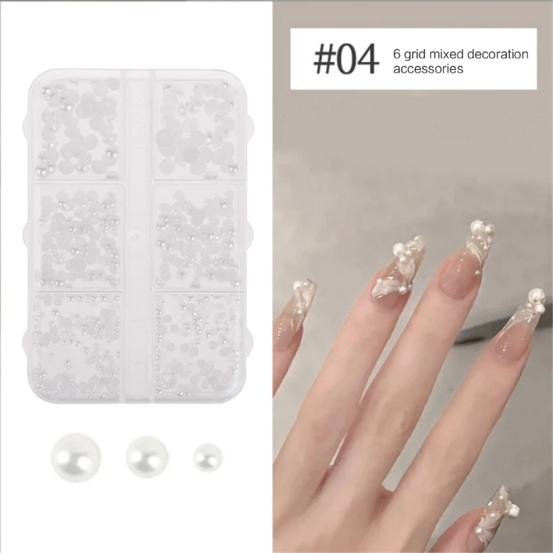 RXJC 12 сеток элегантный жемчужный 3D дизайн ногтей смоляные хрустальные стразы