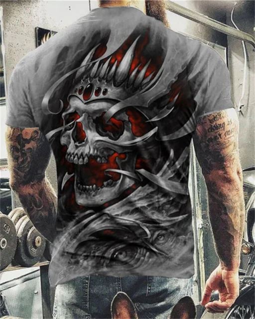 

Fashion Summer Horror Skull 3D Print Men's T-Shirt O-Neck Short Sleeve Casual Breathable Oversized Male Tshirt Top Men Clothing