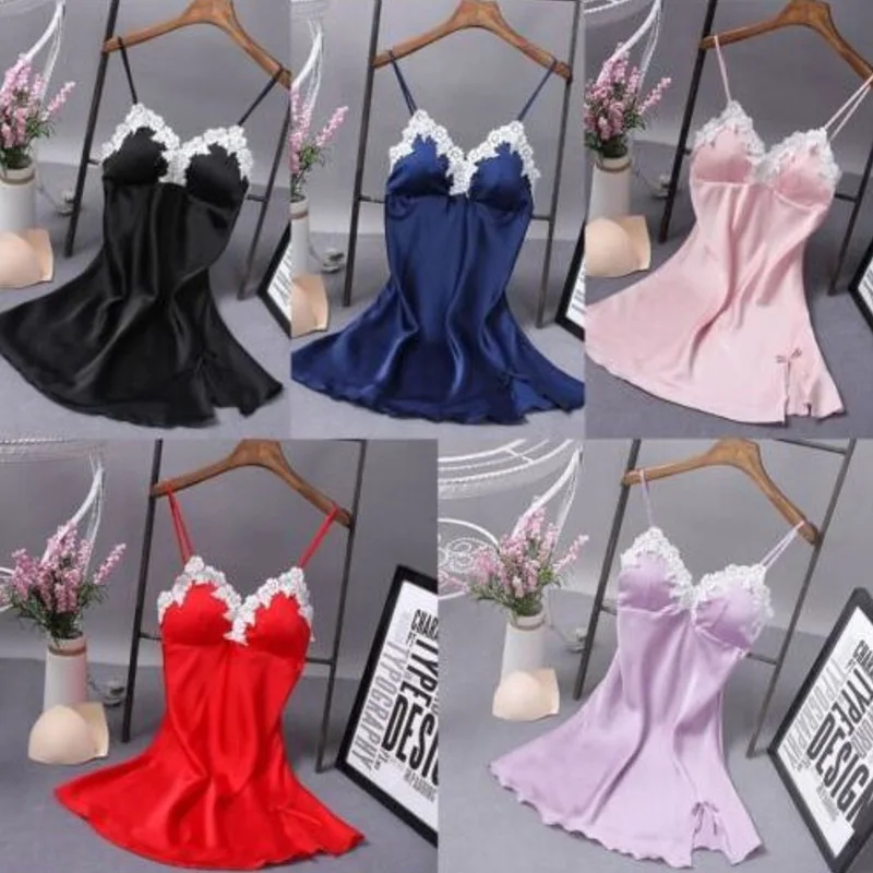 

Пикантная ночная рубашка, приталенная Шелковая пижама на бретельках, однотонная Пижама с V-образным вырезом выше колена, удобная мягкая кру...