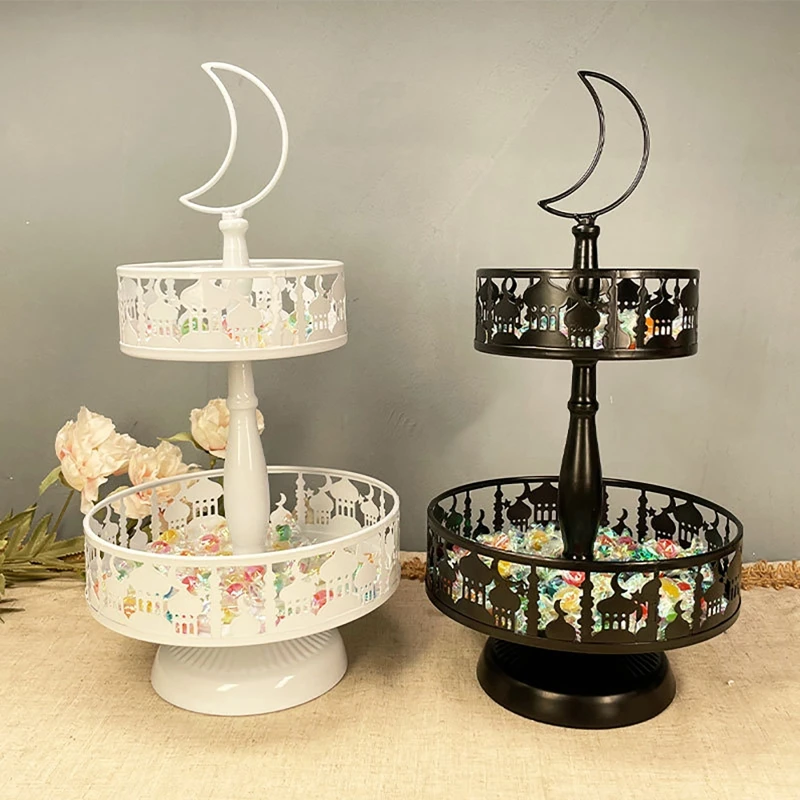 

Ramadan Decoration 2022 Ramadan Candy Fruit Tray Eid Mubarak Decorations Dessert Cupcake Stand Holder Dinner Plate 2 layers