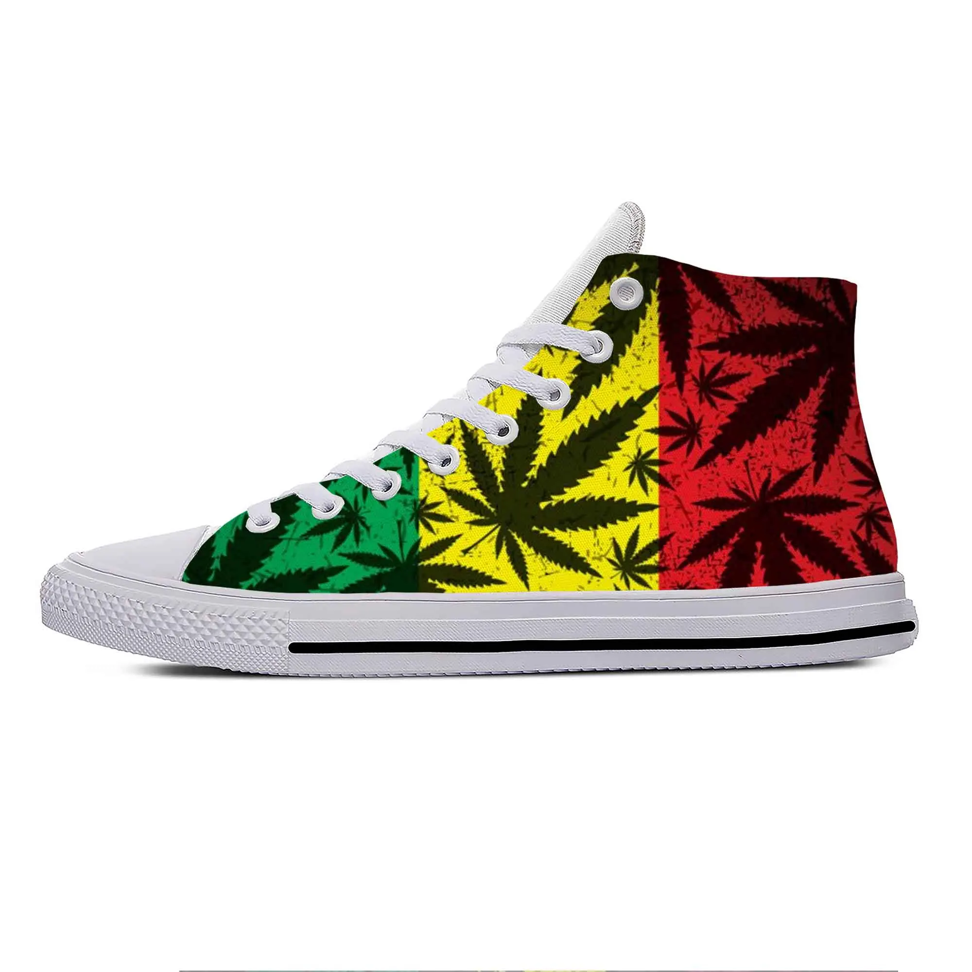 Кроссовки Reggae Rasta лист травы горшок растафария Марихуана повседневные тканевые