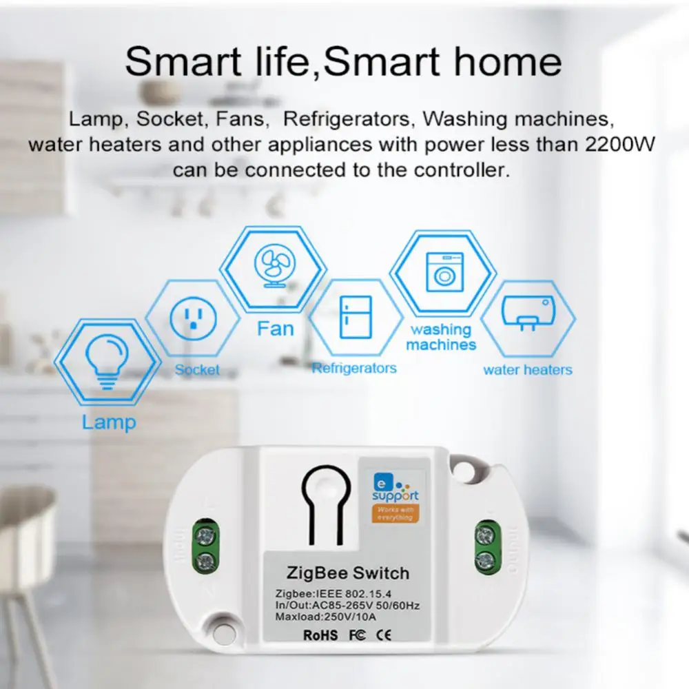 CORUI EWelink Zigbee Smart Switch Module AC85-265V 10A APP Remote Control Work With Alexa Google Home SmartThings Smart Home images - 6