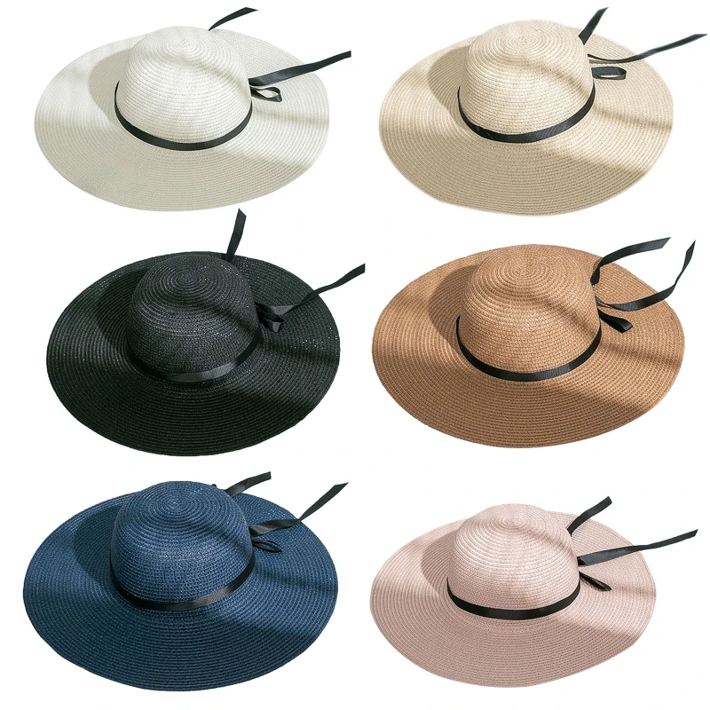 

Шляпа Женская/мужская соломенная с широкими полями, Панама от солнца, для отдыха на открытом воздухе, джазовая, летняя пляжная шапка, разные ...