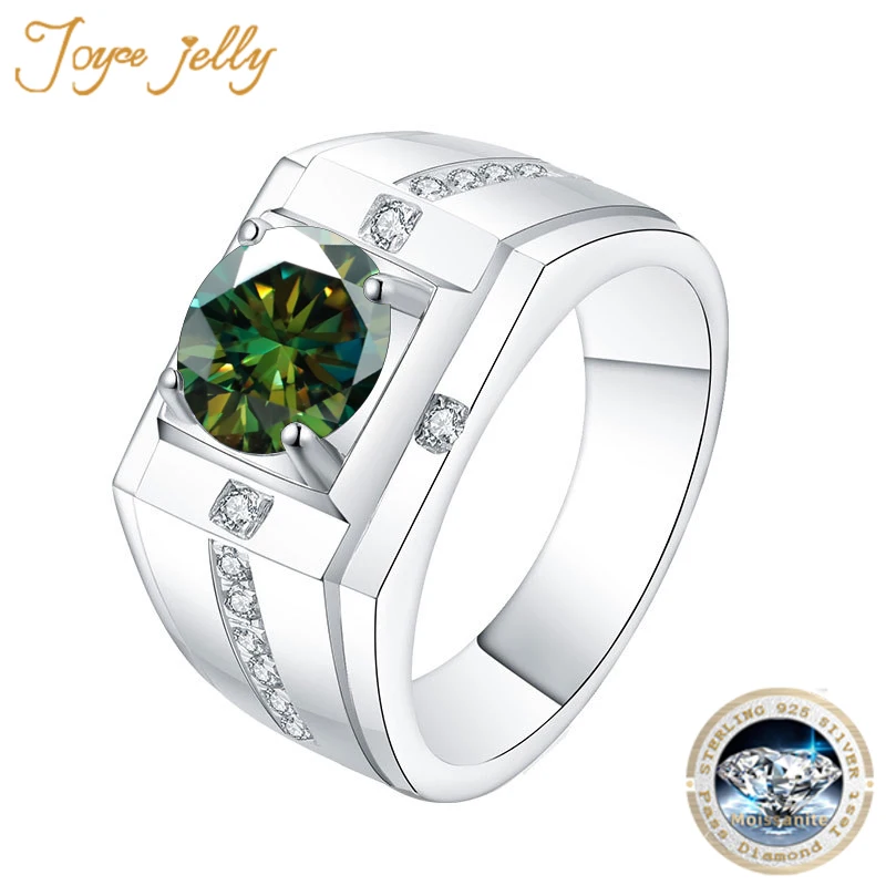 Мужское кольцо из серебра 925 пробы с муассанитом 1 карат D