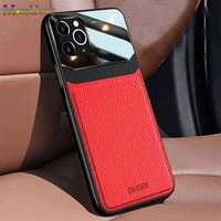hybrid case for iphone 11 12 13 pro max mini case leather acrylic back cover for iphone 7 8 plus x xr xs max se 2 3 se2 se3 case