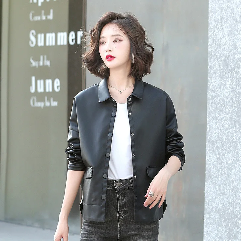 

Женская кожаная куртка 2023, Женское пальто из натуральной кожи, женская кожаная куртка, куртка из овечьей кожи, Женская приталенная куртка бо...