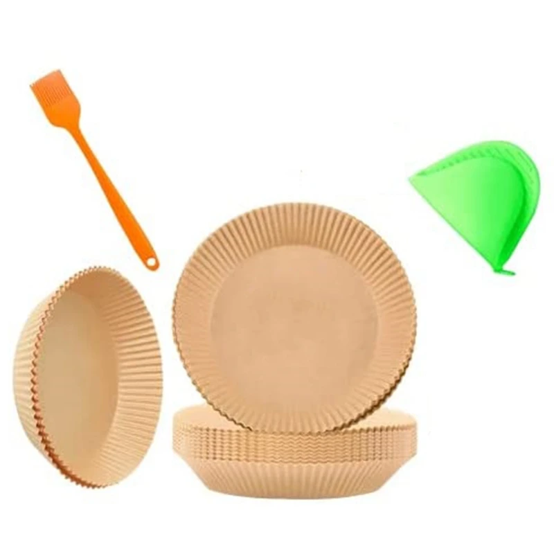 

Air Fryer Disposable Paper Liner,100 Pcs Air Fryer Liners,Non-Stick Baking Parchment With Cooking Brush&Glove,For BBQ,Et