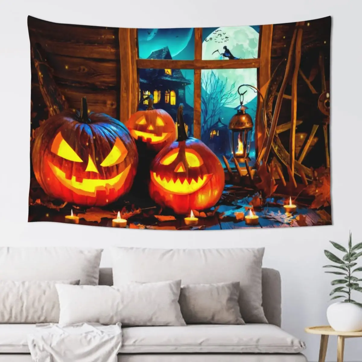 

Halloween Pumpkin Tapestry Wall Hanging Aesthetic Room Decor Artwork Landscape Tapestry Bedroom Decoration 60x40in