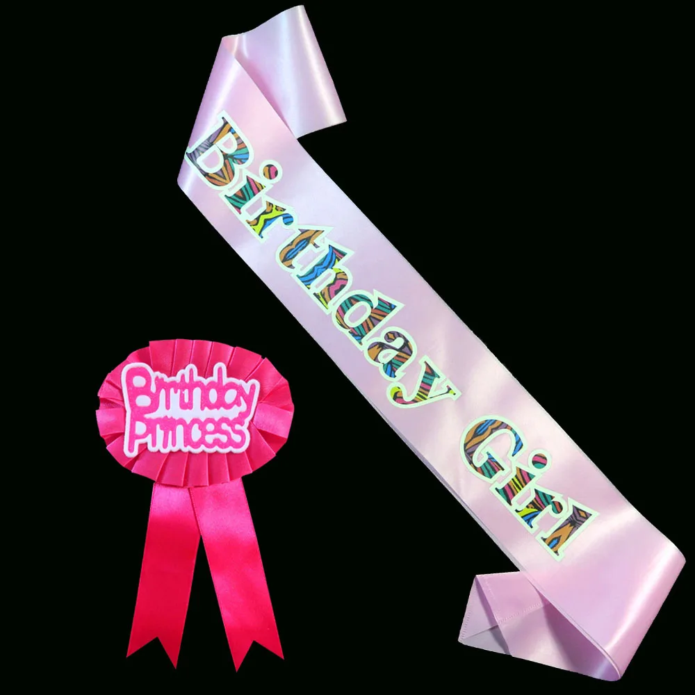 

Lovely birthday party favor anniversary women 21 30 40 50 years old brooch 2020 NEW design satin ribbon sash color zebra style