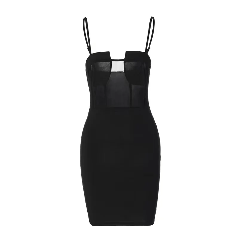 European and American style women's dresses 2022 spring new fashion stitching slim slimming suspenders backless party dance dres |