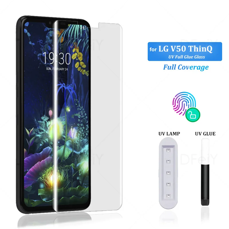 УФ-защита для экрана LG V50, пленка из закаленного стекла на весь экран, клей для LG V40, V30, G8, бархатное УФ-стекло с полным покрытием