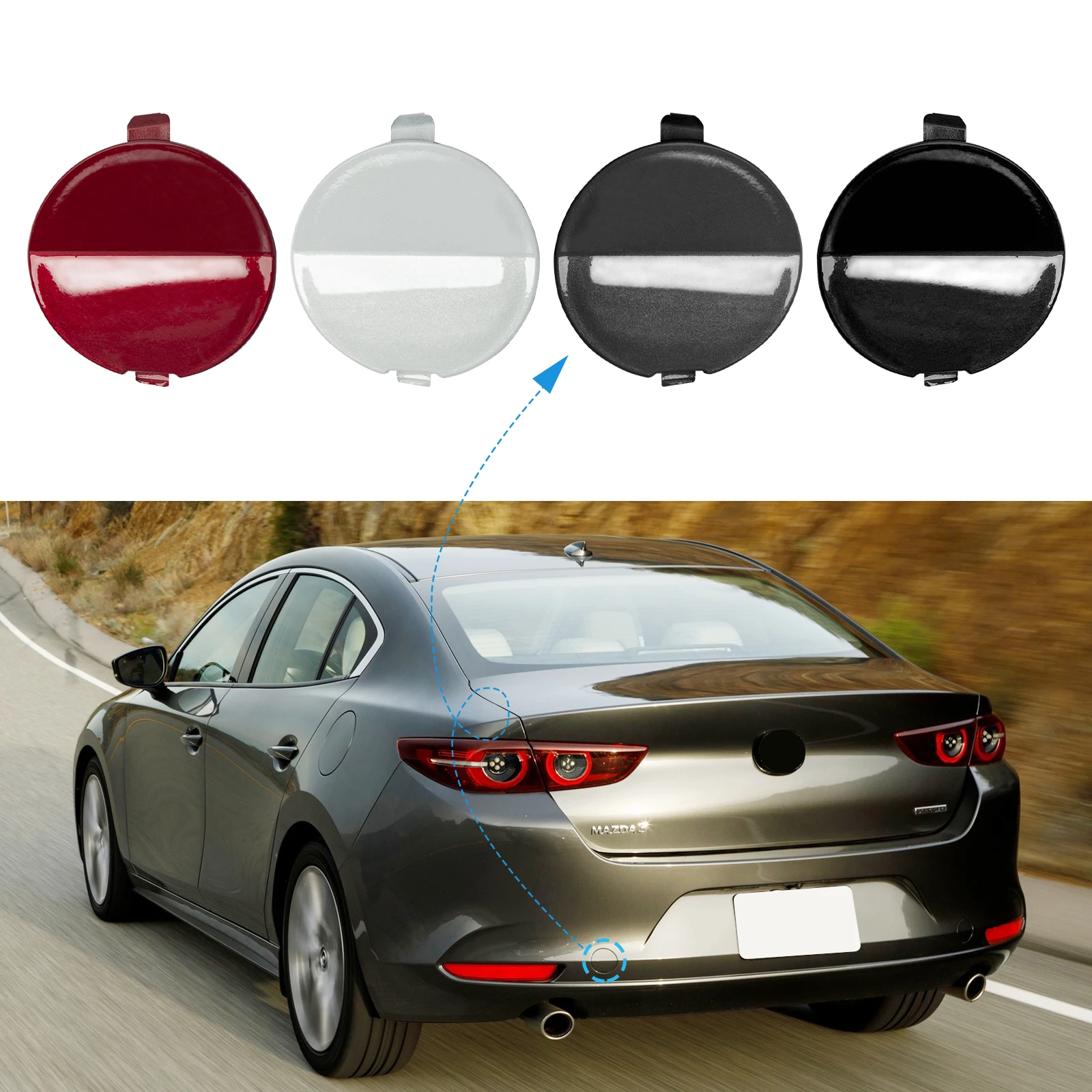 

Rear Bumper Tow Hook Cover Towing Eye Cap For Mazda 3 Axela 2019-2021 Left BDTS-50-EL1-BB BDTS50EL1BB