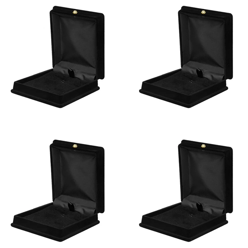 

4 X Velvet Necklace Chain Jewelry Display Storage Box Gift Case Holder Organizer---Black