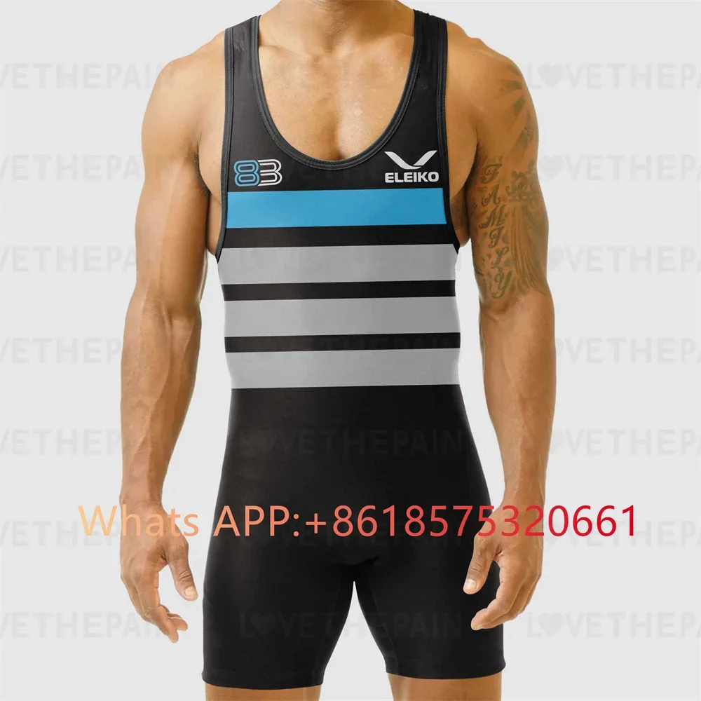 ELEIKO Mens Wrestling Singlet Uniform Advanced Singlets Clothing Train Gear Running Speedsuit Sportwear Boxing Tights