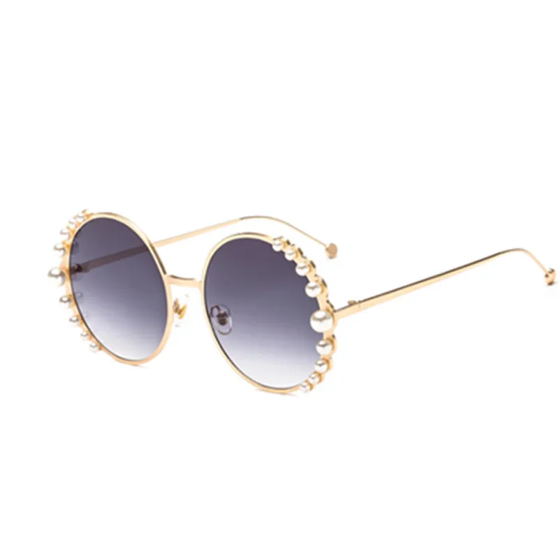 

2023 Luxury Vintage Women Brand Designer Sun Glasses Gradient UV400 WANBOPO Round Pearl Sunglasses Modis Oculos De Sol feminino