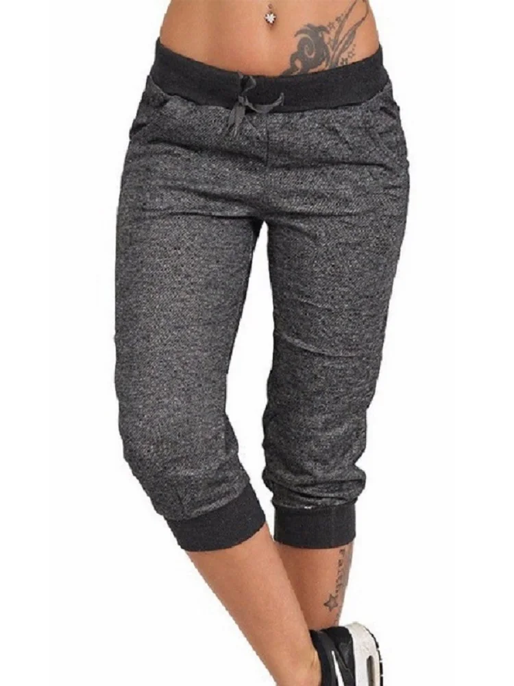 Джоггеры длиной до колен из мягкой ткани эластичная талия на шнурке боковые