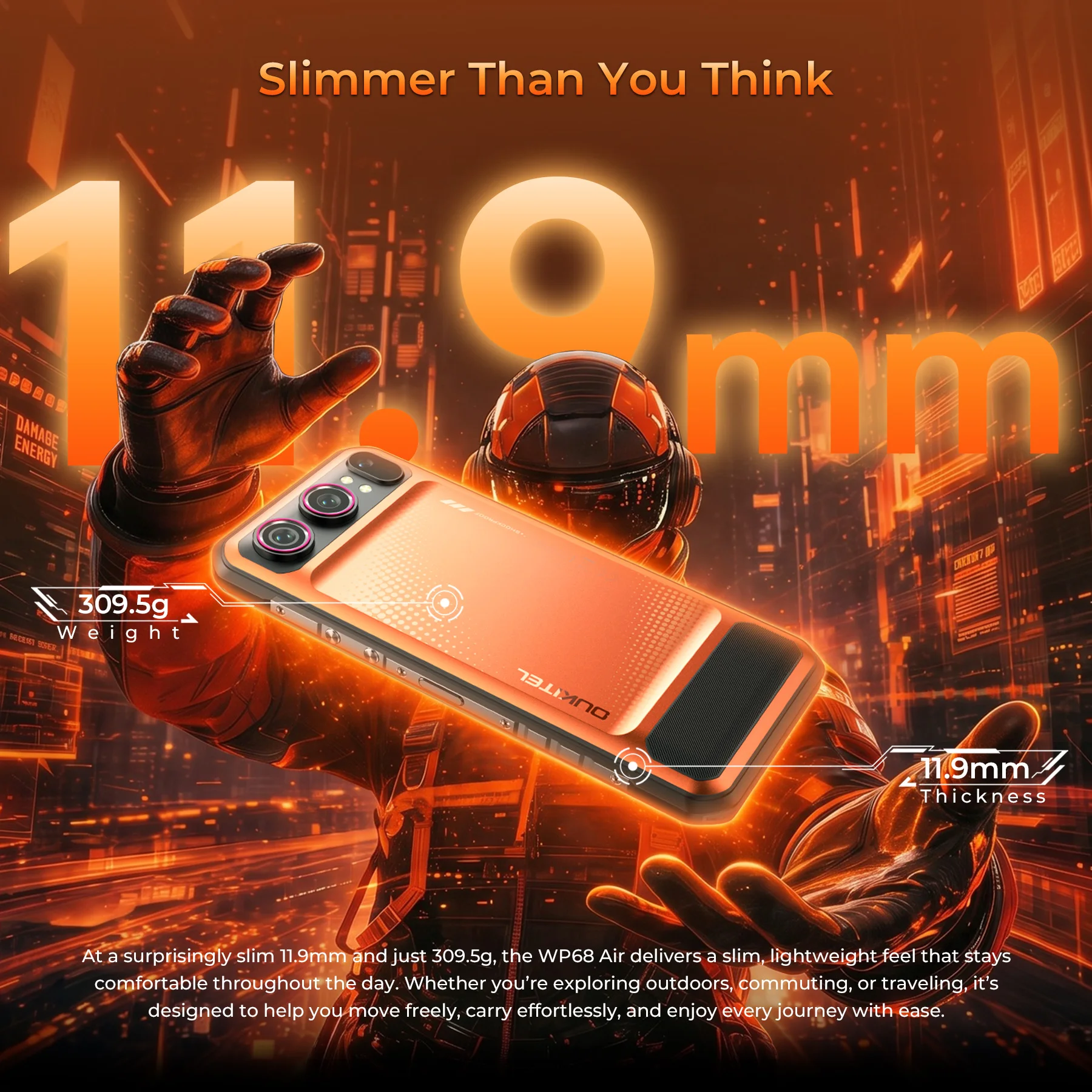 Фото Прочный смартфон OUKITEL WP68Air 5G, 12 ГБ ОЗУ, 512 ГБ ПЗУ, аккумулятор 8000 мАч, 32 МП камера, 6,88-дюймовый дисплей 120 Гц, процессор Dimensity 7025, Android 16.0 №3