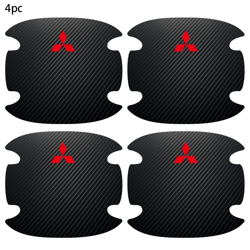 

4 шт., дверная ручка, чаша, защита от царапин, наклейки из углеродного волокна для Mitsubishi Lancer Asx Outlander Pajero L200 Ralliart