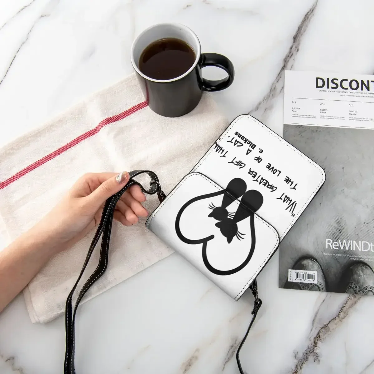 Сумка через плечо Love Of A Cat женская черная сумка для шоппинга с сердцем и любовью