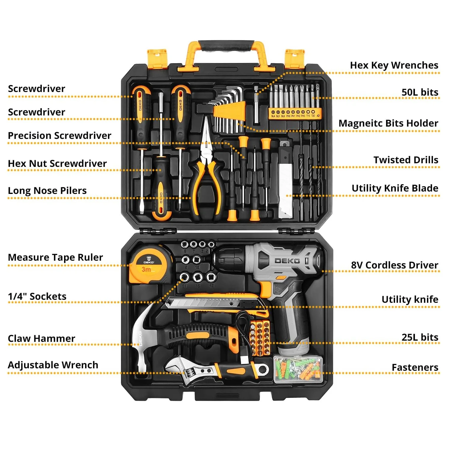 Набор электроинструментов DEKO, 126 шт.