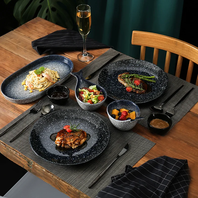 

Porcelain Luxury Plate Kitchen Japanese Breakfast Dessert Birthday Sushi Cutlery Set Salad Festive Pratos De Jantar Dinnerware