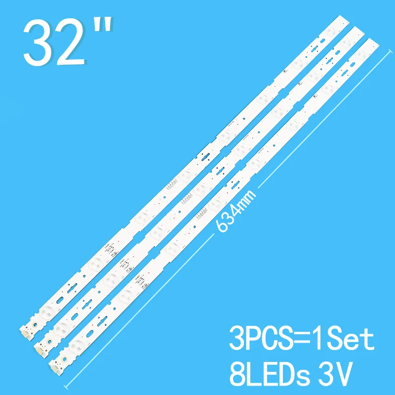 New 3PCS/lot 634mm 8LEDs 3V For 32" TV LED-32lx170 LCD-32NX155A RUNTKB154WJ RUNTKB155WJ RUNTKB335WJ RUNTKB336WJ