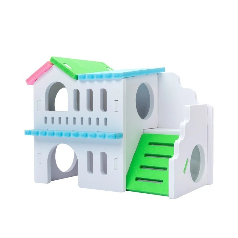

Hamster Hideout House Nesting Habitat Small Animal Play Hut Colorful Chew Toys