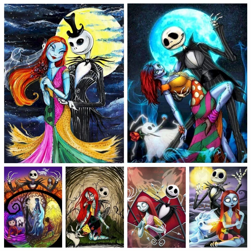 

The Nightmare Before Christmas Diamond Art Painting Kit Halloween Skeleton Jack O Lantern Mosaic Cross Stitch Home Decor
