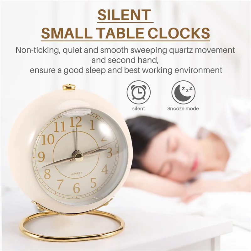 Маленькие настольные часы классические не тикающие кварцевые аналоговые