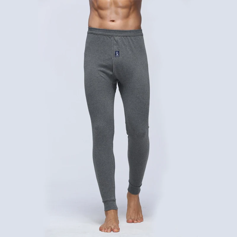 New Winter Antumn Thermal Underwear Mens Thermal Trousers Solid Warm Long Johns Cotton Leggings Pants Male Loose Thermo Bottoms