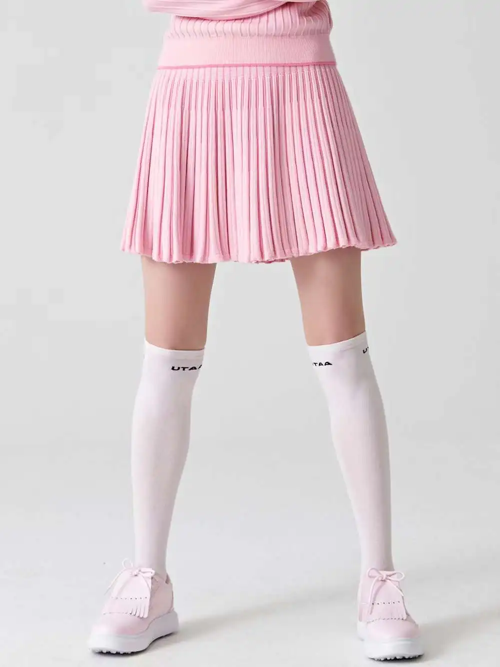 

UTAA New Golf Women's Autumn and Winter Thick Set Vertical Stripe Knitted Pleated Skirt Youthful Bright Color