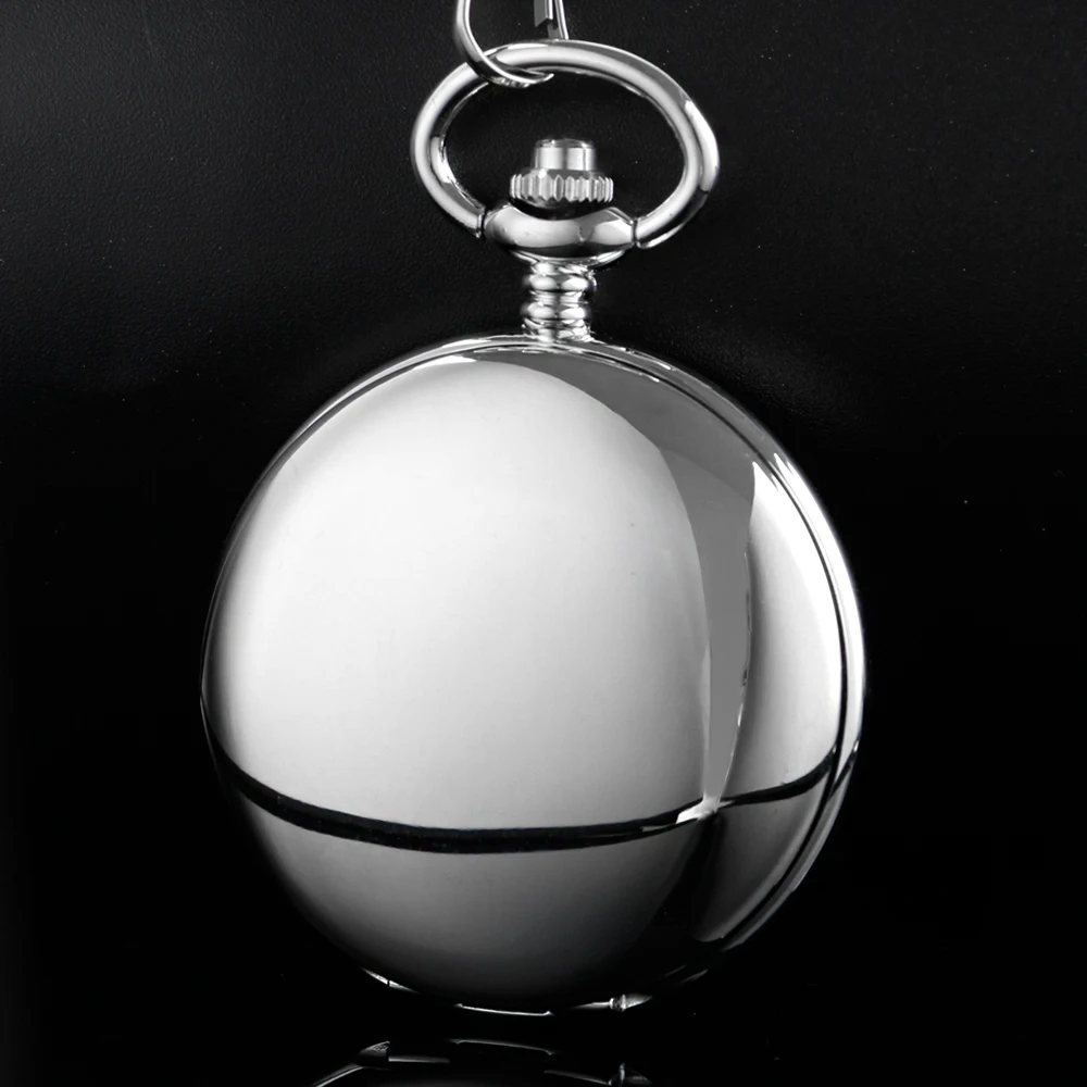 Silver Smooth Texture Luxury Steampunk Mechanical Pocket Watch Retro Gentleman Analog Signal Clock Lady Jewelry Gift