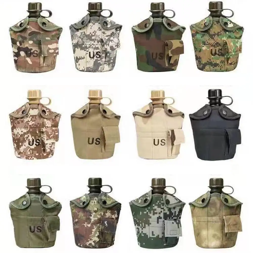 

3Pcs 1L Water Bottle Multi-functional Camouflage Oxford Cloth Kettle For Outdoor Camping Hiking Backpacking Kettle Cycling Mug