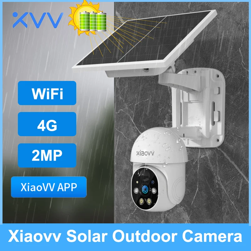 Xiaovv Solar Outdoor Camera 4G WiFi 1080P PTZ Video Surveillance Wireless Security Battery Cameras IP65 Motion Track CCTV Webcam
