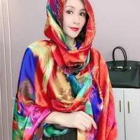 new spring and summer silk scarf womens high end silk thin scarf fashion western style long silk scarf scarf shawl sunscreen