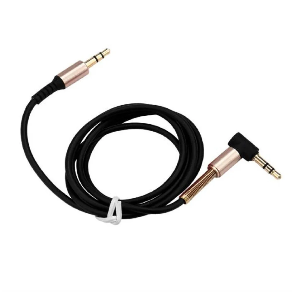 

3.5mm Elbow Male to Male Stereo Headphone Car Aux Audio Extension Cable (Black)