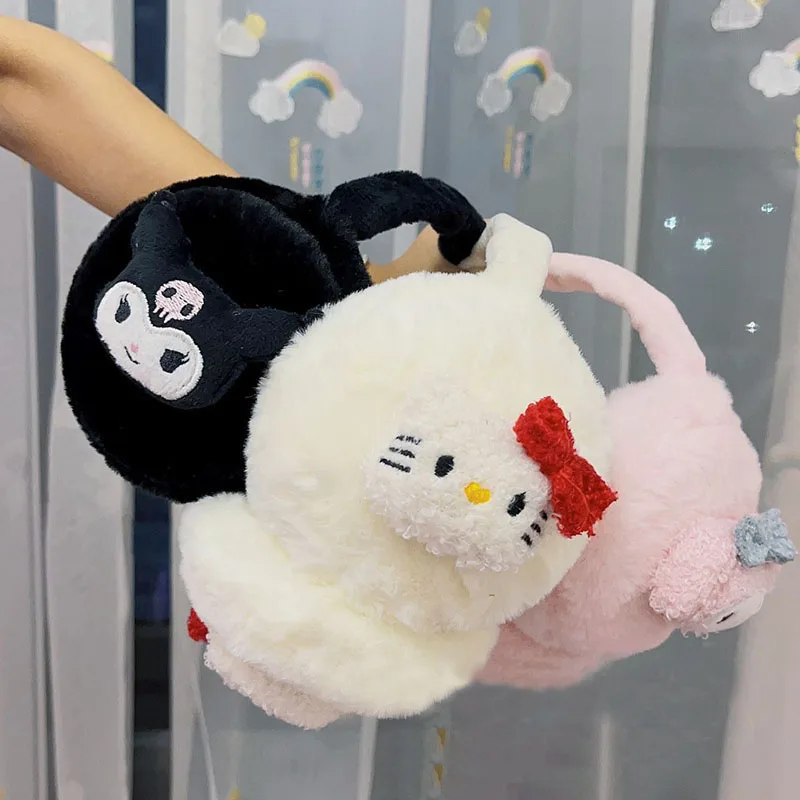 

Sanrioed Cinnamoroll Kuromi Мультяшные плюшевые наушники Ins Girl Heart Kawaii портативные теплые ветрозащитные зимние складные наушники подарки