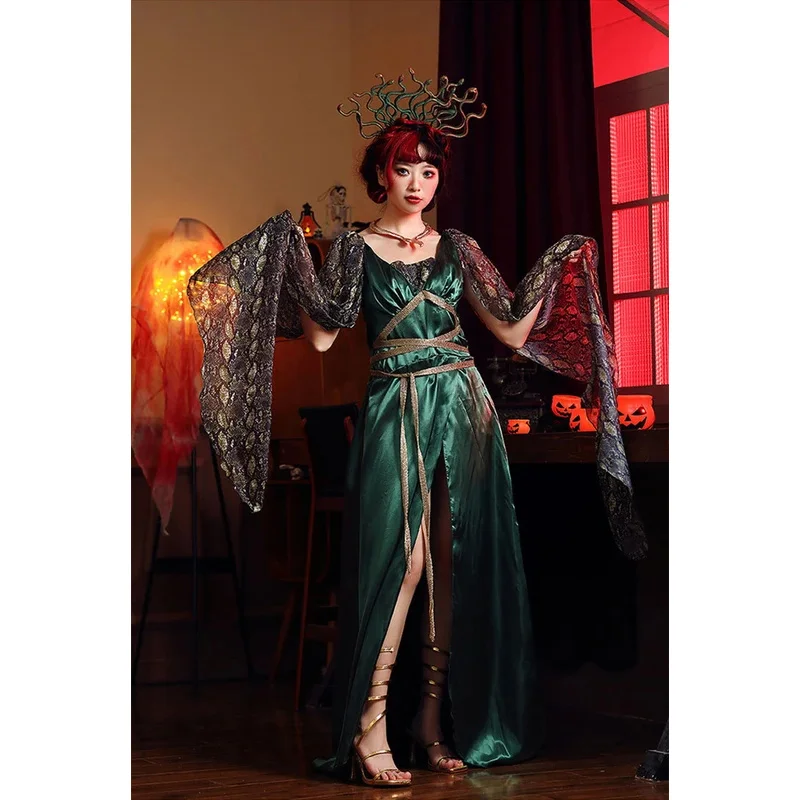 Хэллоуин Древнегреческий Миф Медуза Змея Косплей Аниме Костюм для Женщин