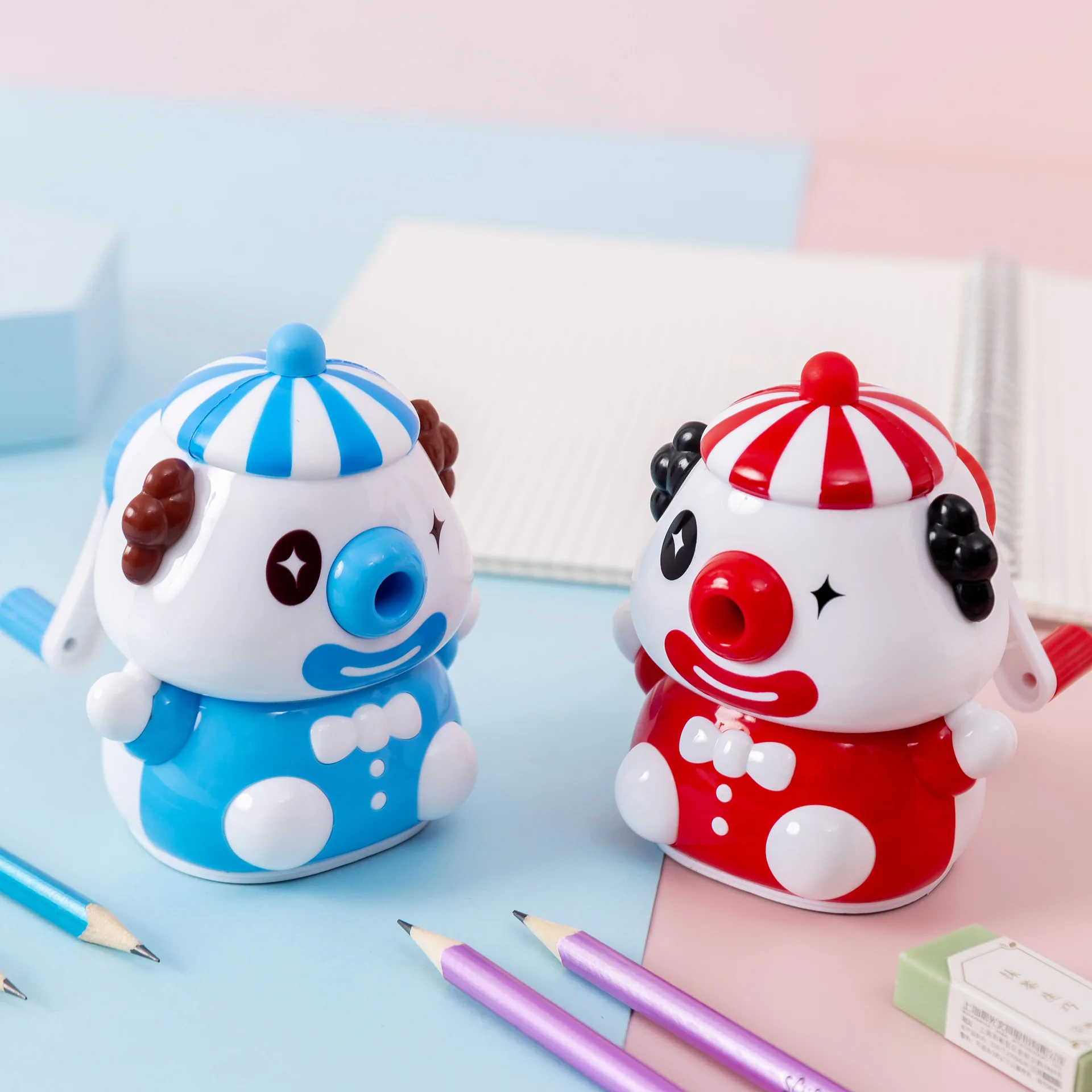 

Creative cartoon cute clown shape pencil sharpener school supplies pencil sharpener children's gift hand-cranked pencil sharpene