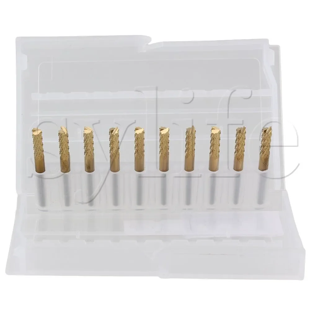 

10 шт. фрезы для печатных плат - твердосплавная концевая фреза с покрытием TiN 0,5-3,175 мм (хвостовик 3,175 мм)