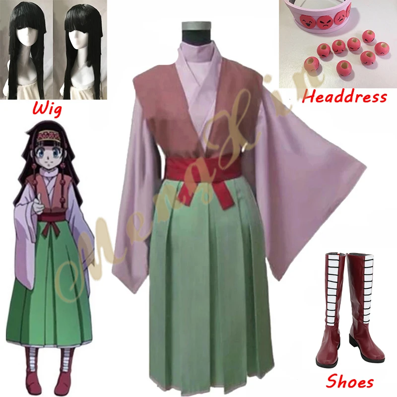 Anime Hunter x Hunter Alluka Zoldyck Aruka Cosplay Costume kimono Uniform Beads Headwear Props For Halloween Suit Custom Made